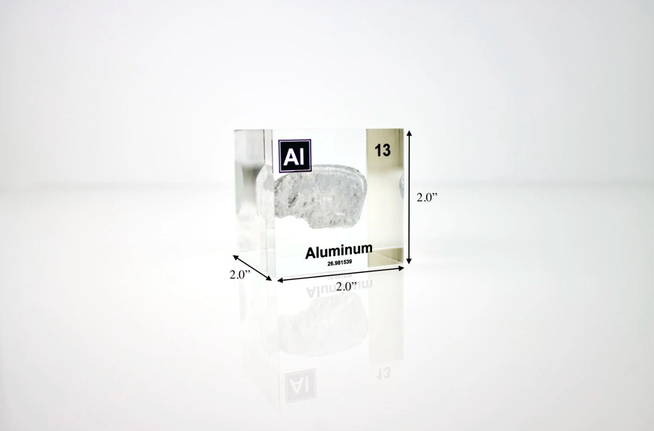 Aluminum Element Cube - 2" Acrylic Display - Atomic Number 13