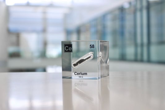 Cerium Element Cube - 2" Acrylic Display - Atomic Number 58