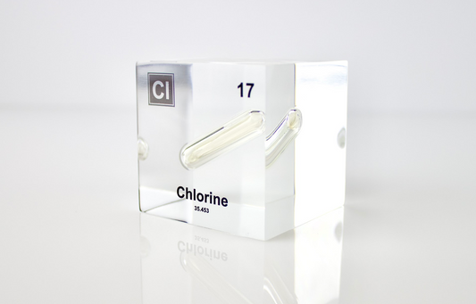 Chlorine Element Cube - 2" Acrylic Display - Atomic Number 17
