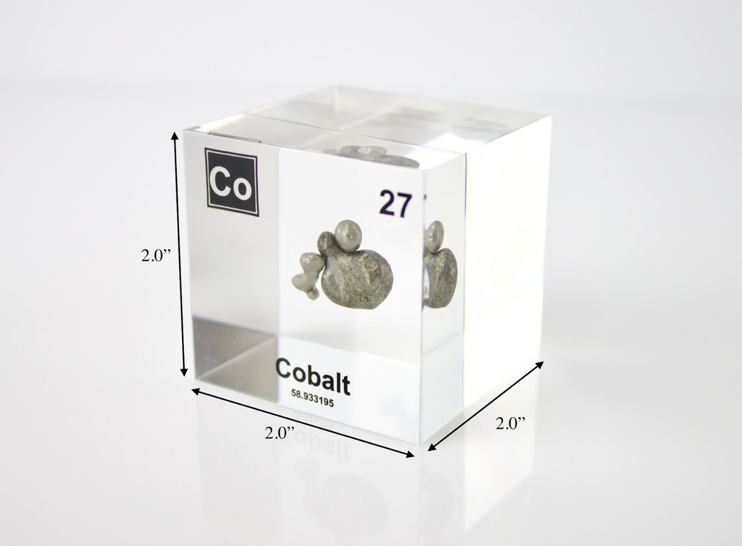 Cobalt Element Cube - 2" Acrylic Display - Atomic Number 27