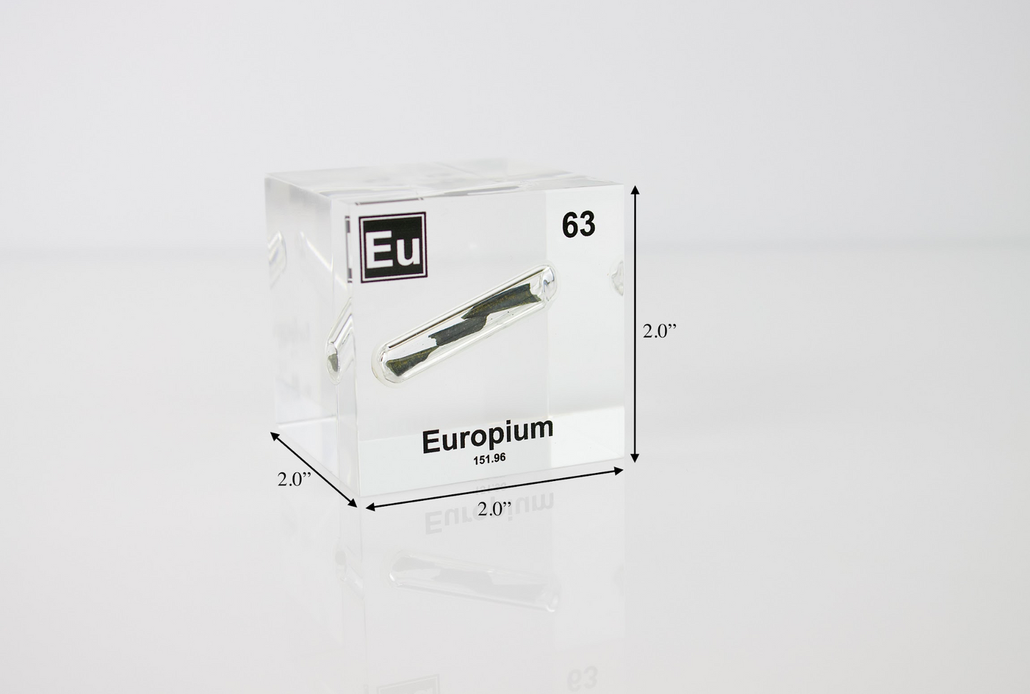Europium Element Cube - 2" Acrylic Display - Atomic Number 63