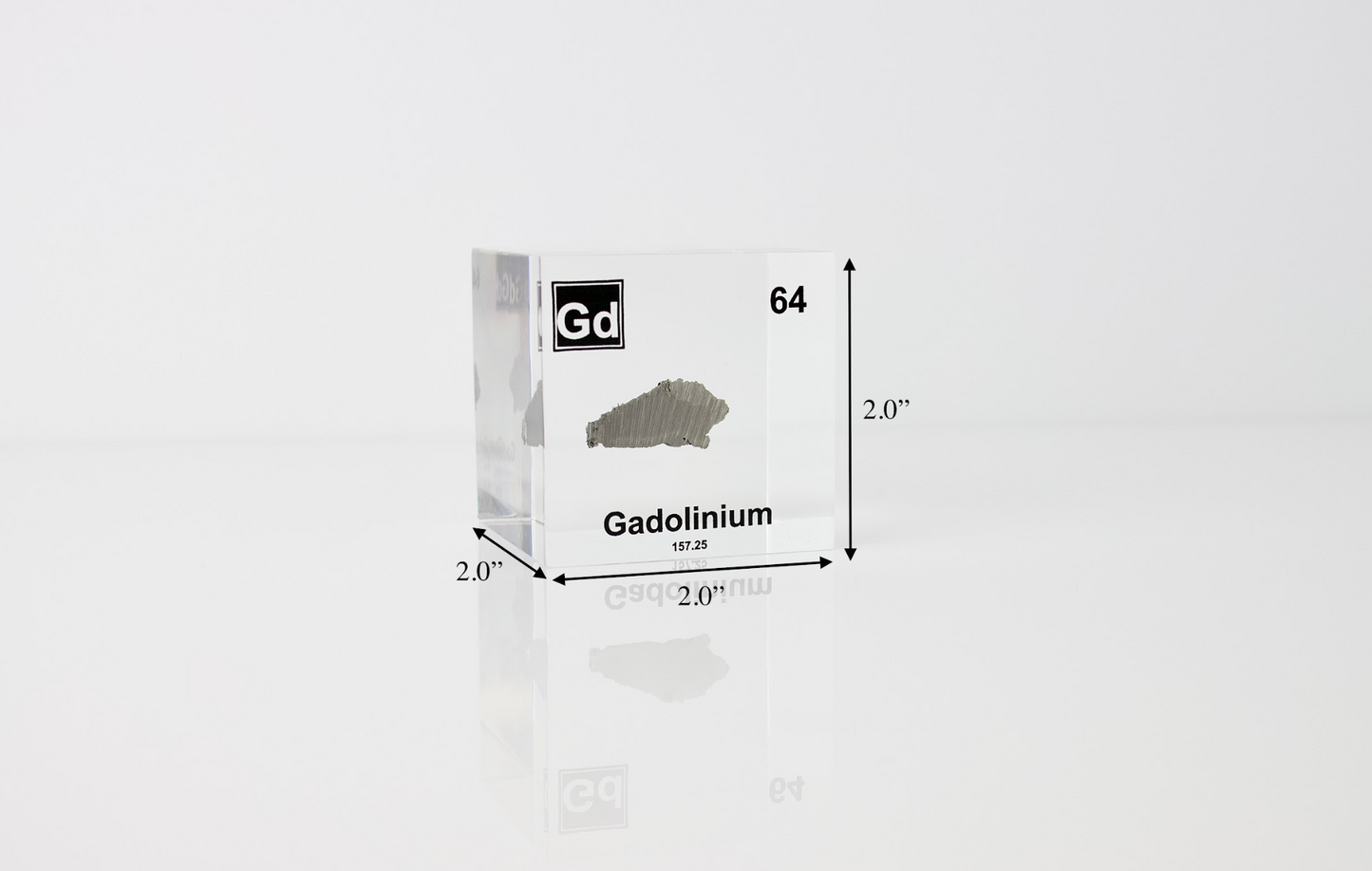 Gadolinium Element Cube - 2" Acrylic Display - Atomic Number 64