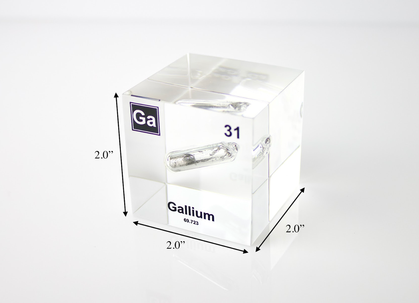 Gallium Element Cube - 2" Acrylic Display - Atomic Number 31