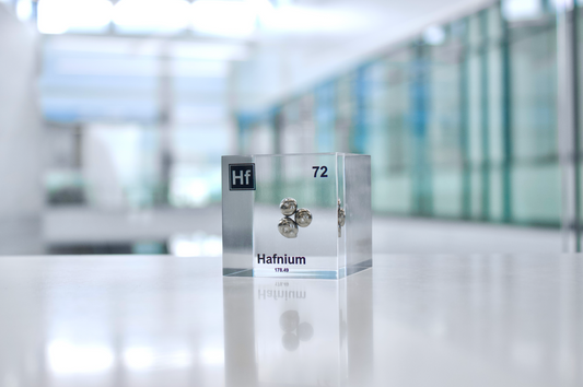 Hafnium Element Cube - 2" Acrylic Display - Atomic Number 72