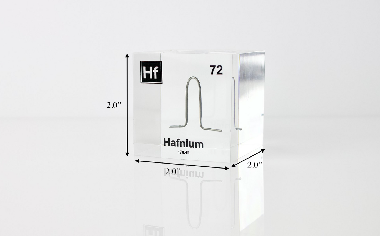 Hafnium Element Cube - 2" Acrylic Display - Atomic Number 72