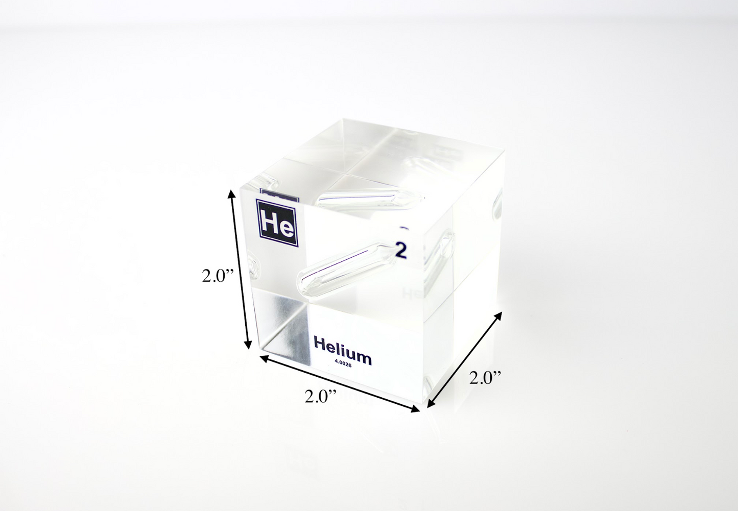 Helium Element Cube - 2" Acrylic Display - Atomic Number 2