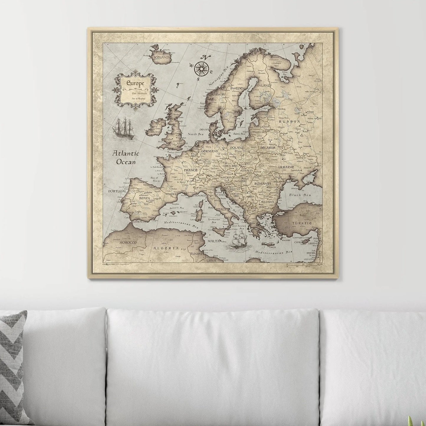 Push Pin Europe Map: Rustic Vintage (Pins Included)