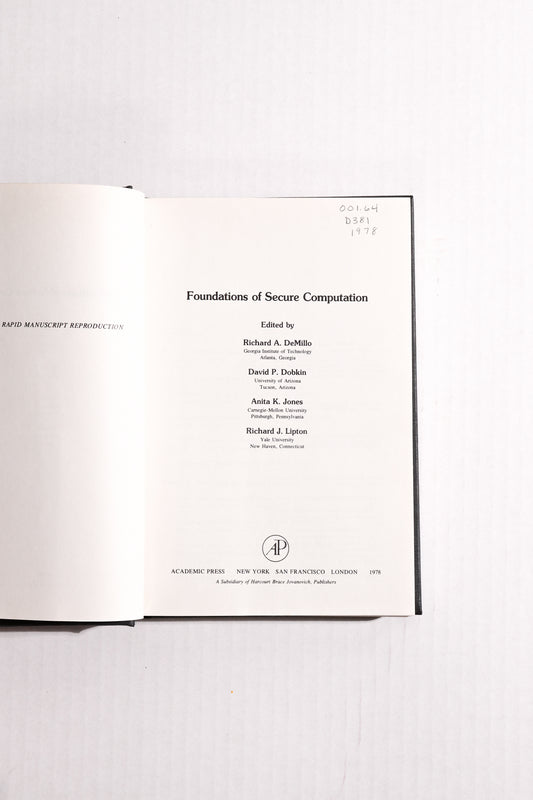 Foundations of Secure Computation