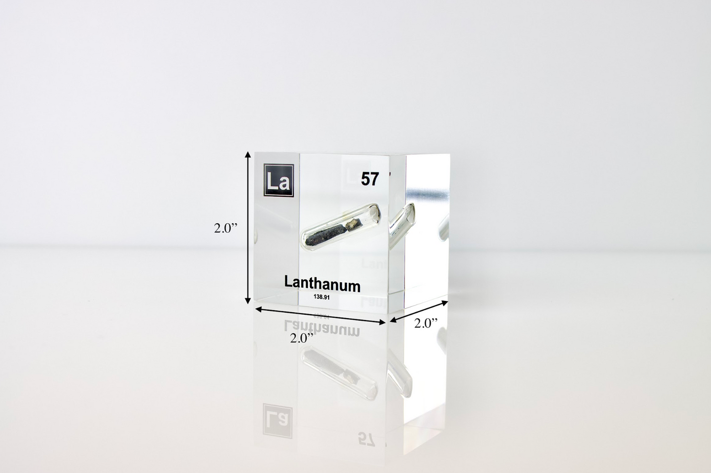 Lanthanum Element Cube - 2" Acrylic Display - Atomic Number 57
