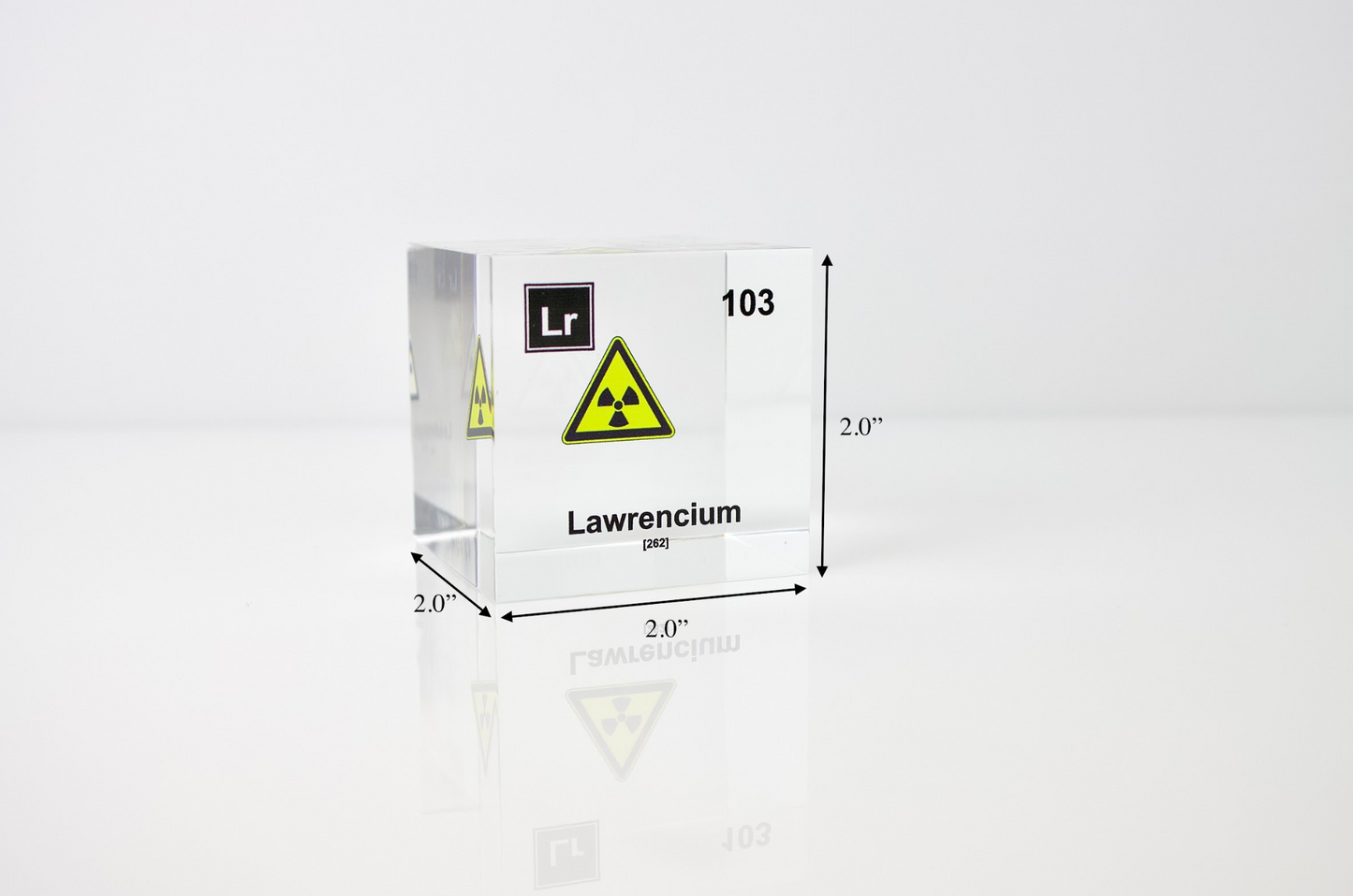 Lawrencium Element Cube - 2" Acrylic Display - Atomic Number 103