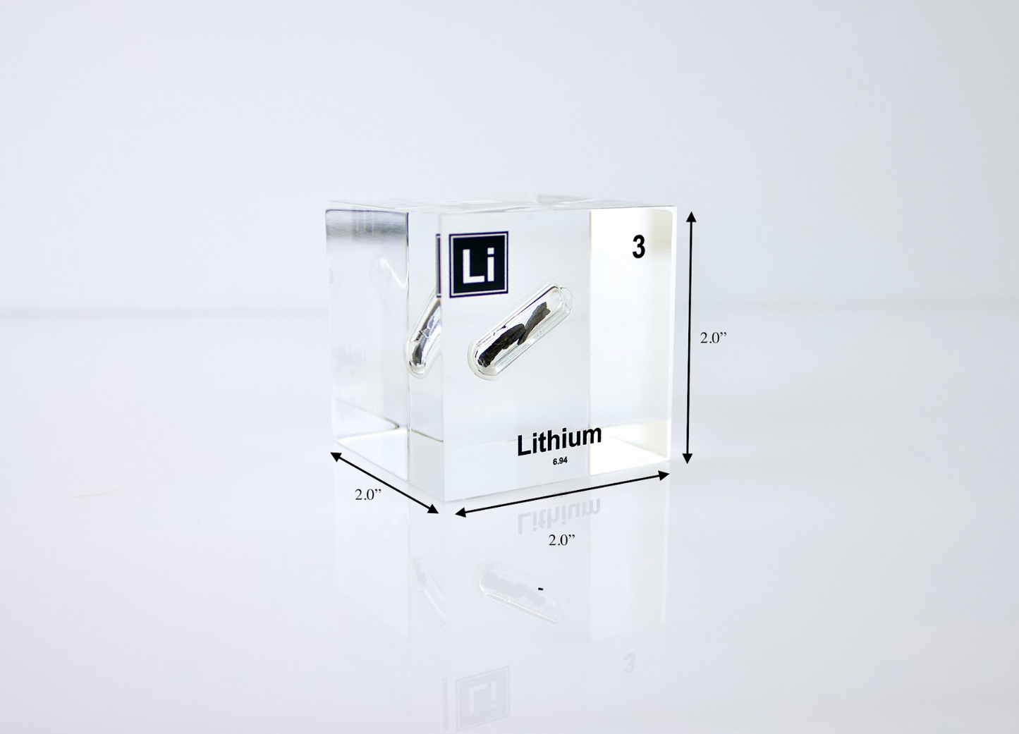 Lithium Element Cube - 2" Acrylic Display - Atomic Number 3
