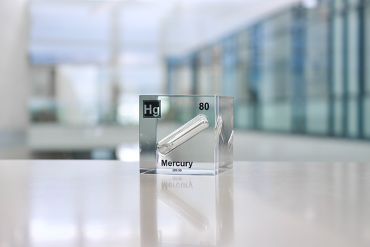 Mercury Element Cube - 2" Acrylic Display - Atomic Number 80