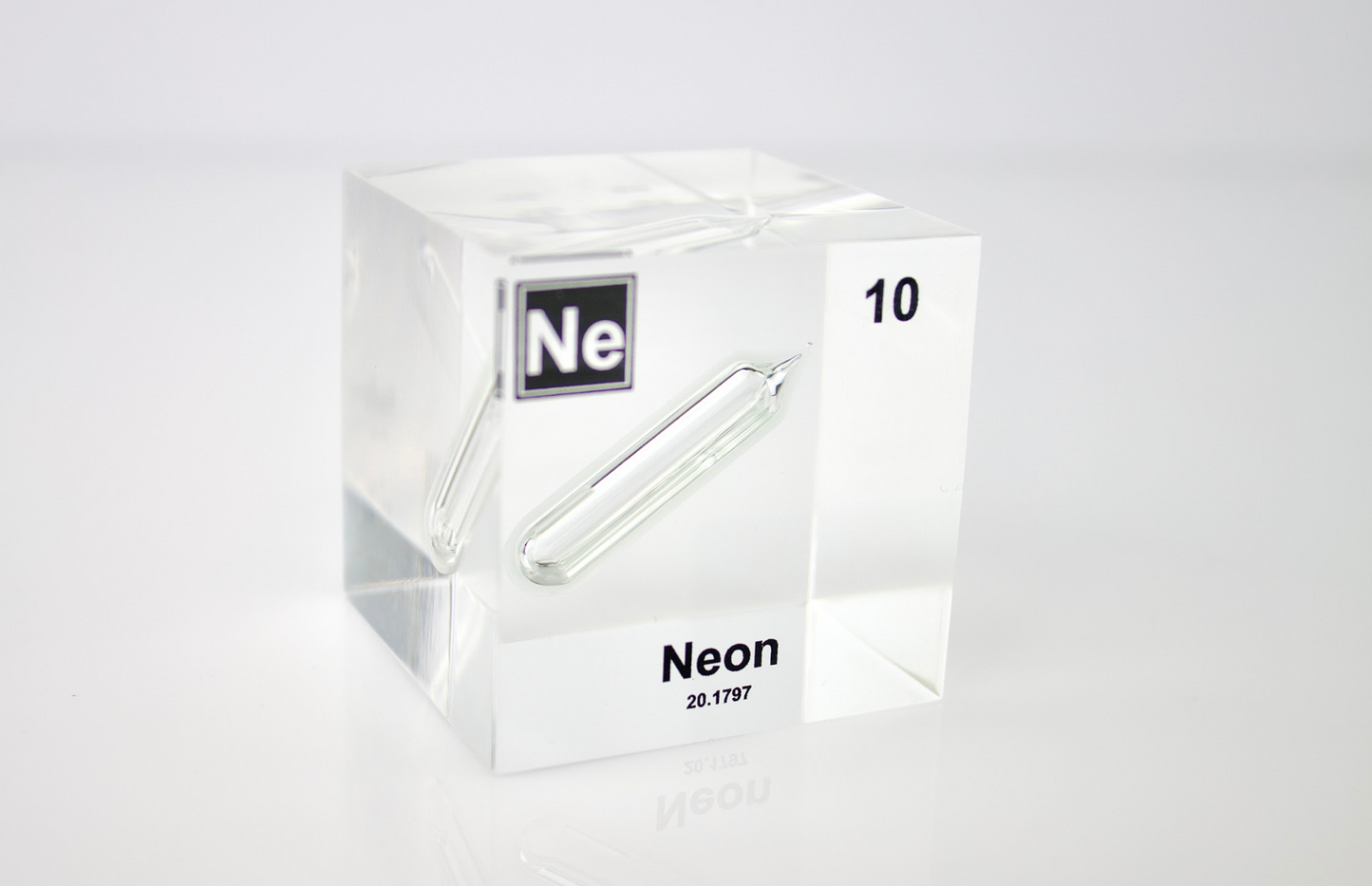 Neon Element Cube - 2" Acrylic Display - Atomic Number 10