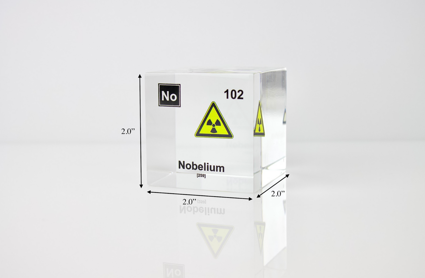 Nobelium Element Cube - 2" Acrylic Display - Atomic Number 102