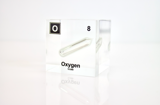 Oxygen Element Cube - 2" Acrylic Display - Atomic Number 8