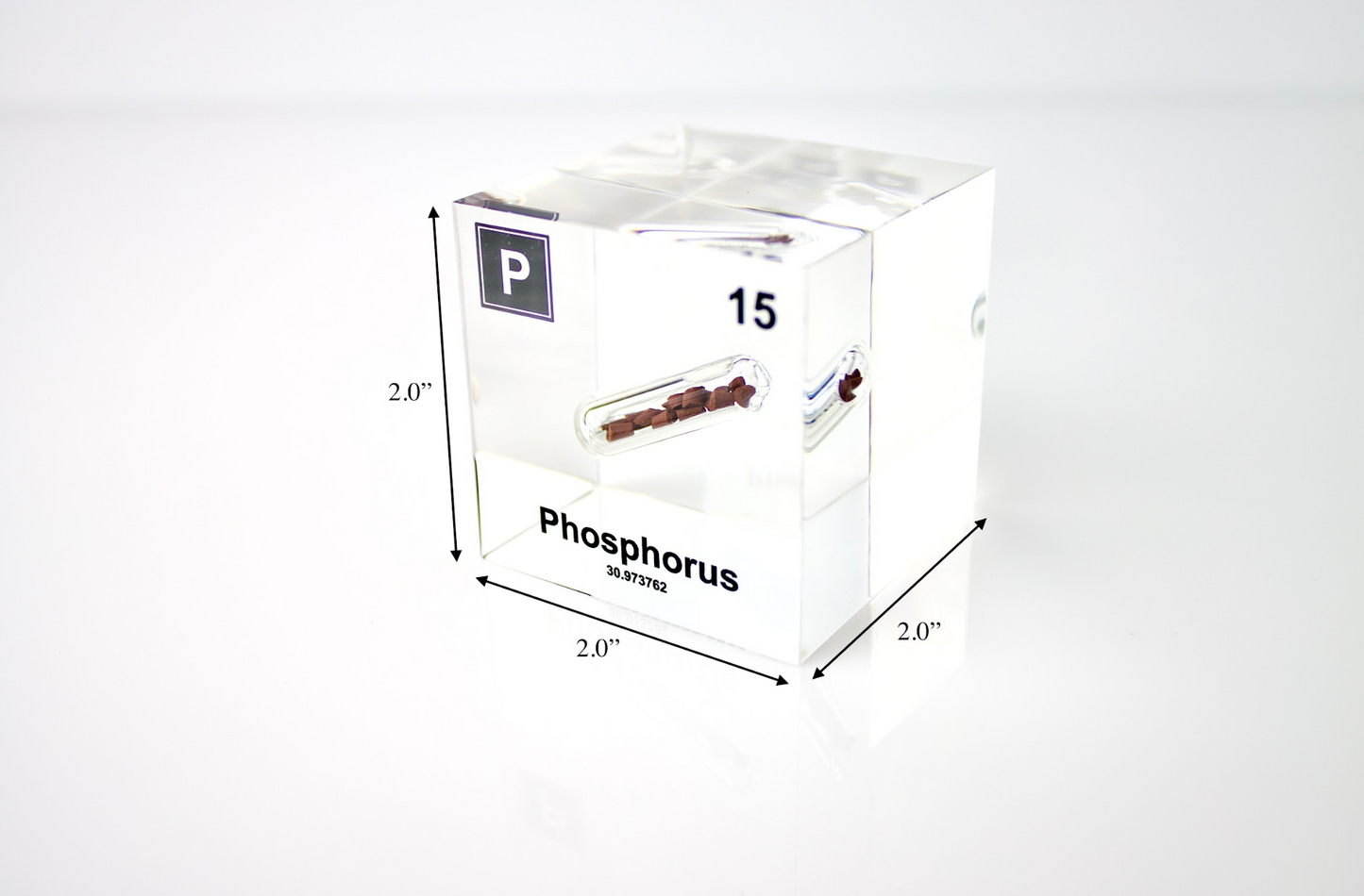 Phosphorus Element Cube - 2" Acrylic Display - Atomic Number 15