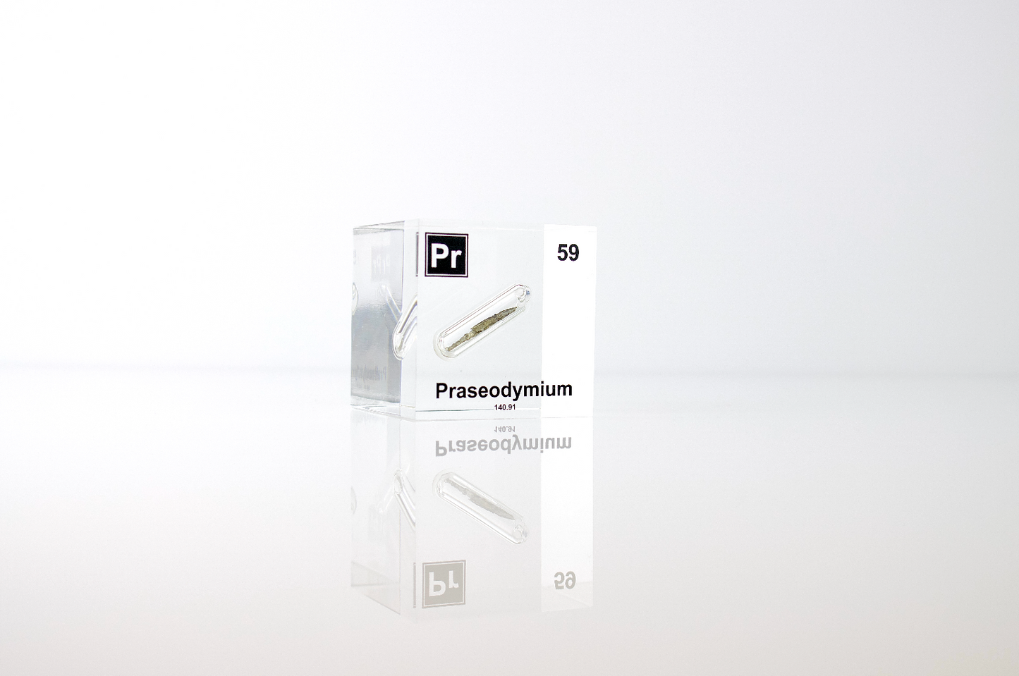 Praseodymium Element Cube - 2" Acrylic Display - Atomic Number 59
