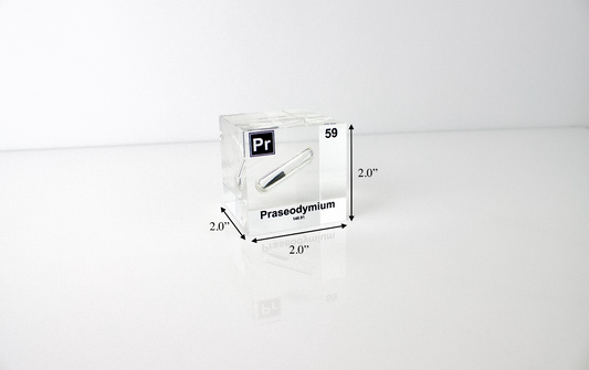 Praseodymium Element Cube - 2" Acrylic Display - Atomic Number 59