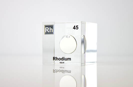 Rhodium Element Cube - 2" Acrylic Display - Atomic Number 45
