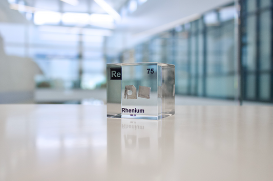 Rhenium Element Cube - 2" Acrylic Display - Atomic Number 75