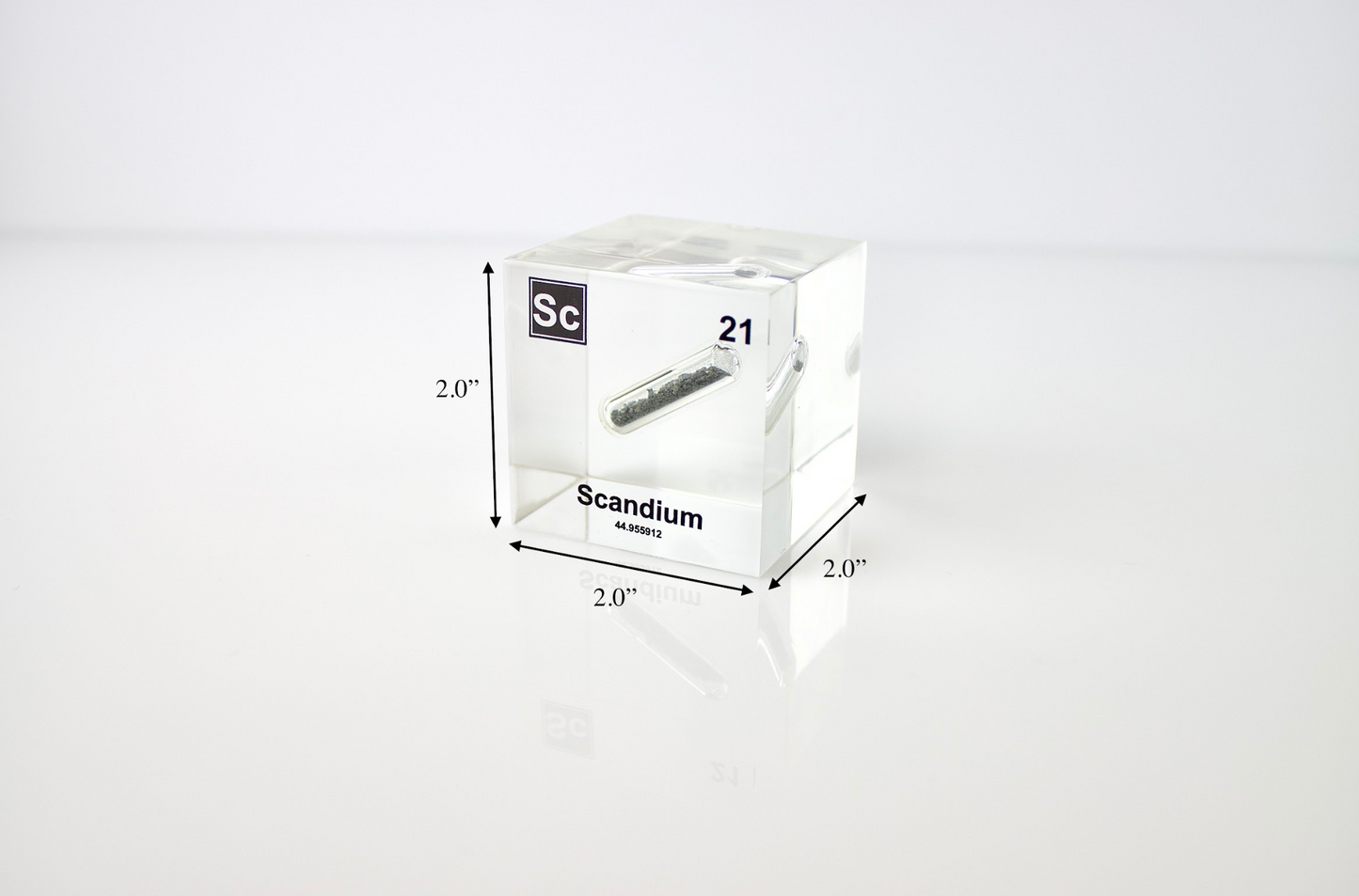 Scandium Element Cube - 2" Acrylic Display - Atomic Number 21