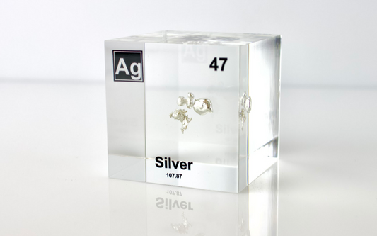 Silver Element Cube - 2" Acrylic Display - Atomic Number 47