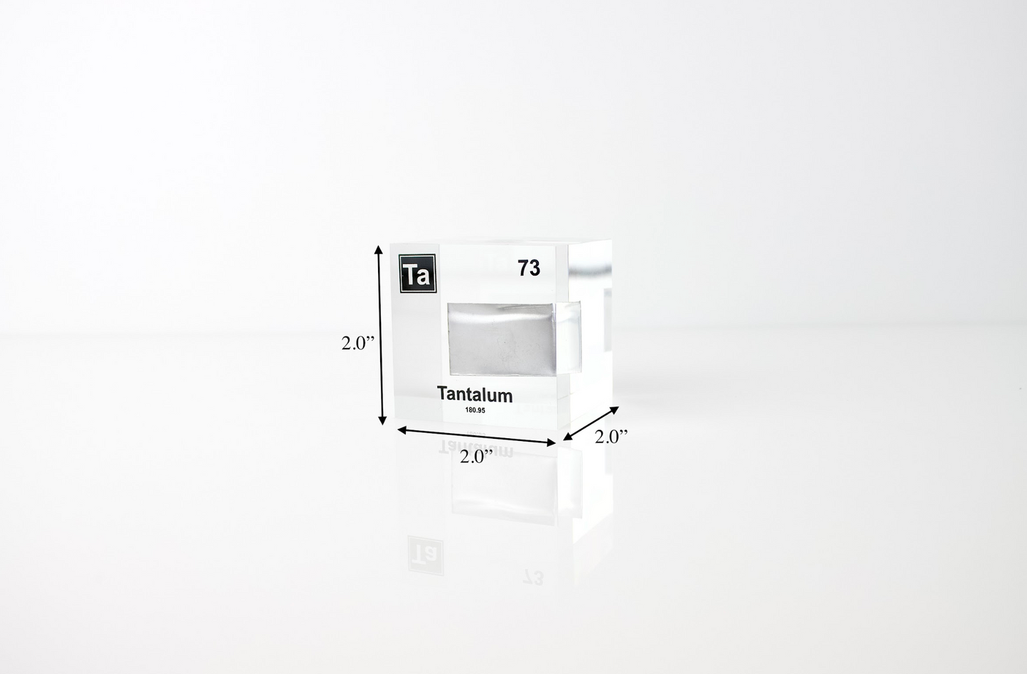 Tantalum Element Cube - 2" Acrylic Display - Atomic Number 73