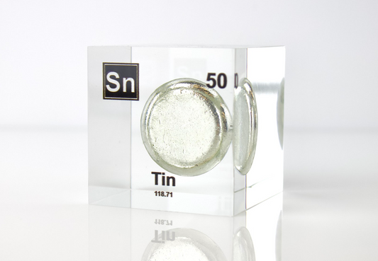 Tin Element Cube - 2" Acrylic Display - Atomic Number 50