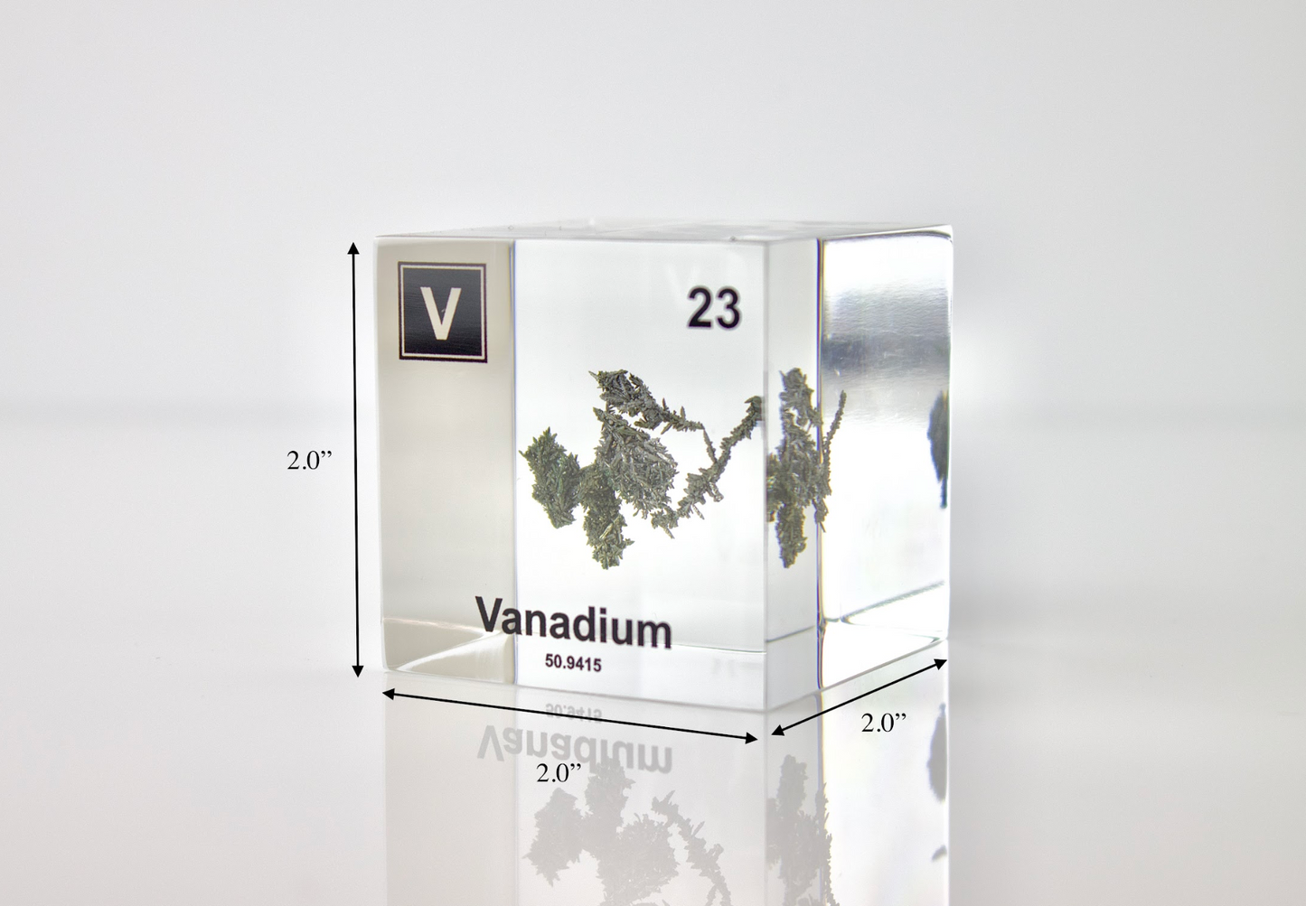Vanadium Element Cube - 2" Acrylic Display - Atomic Number 23