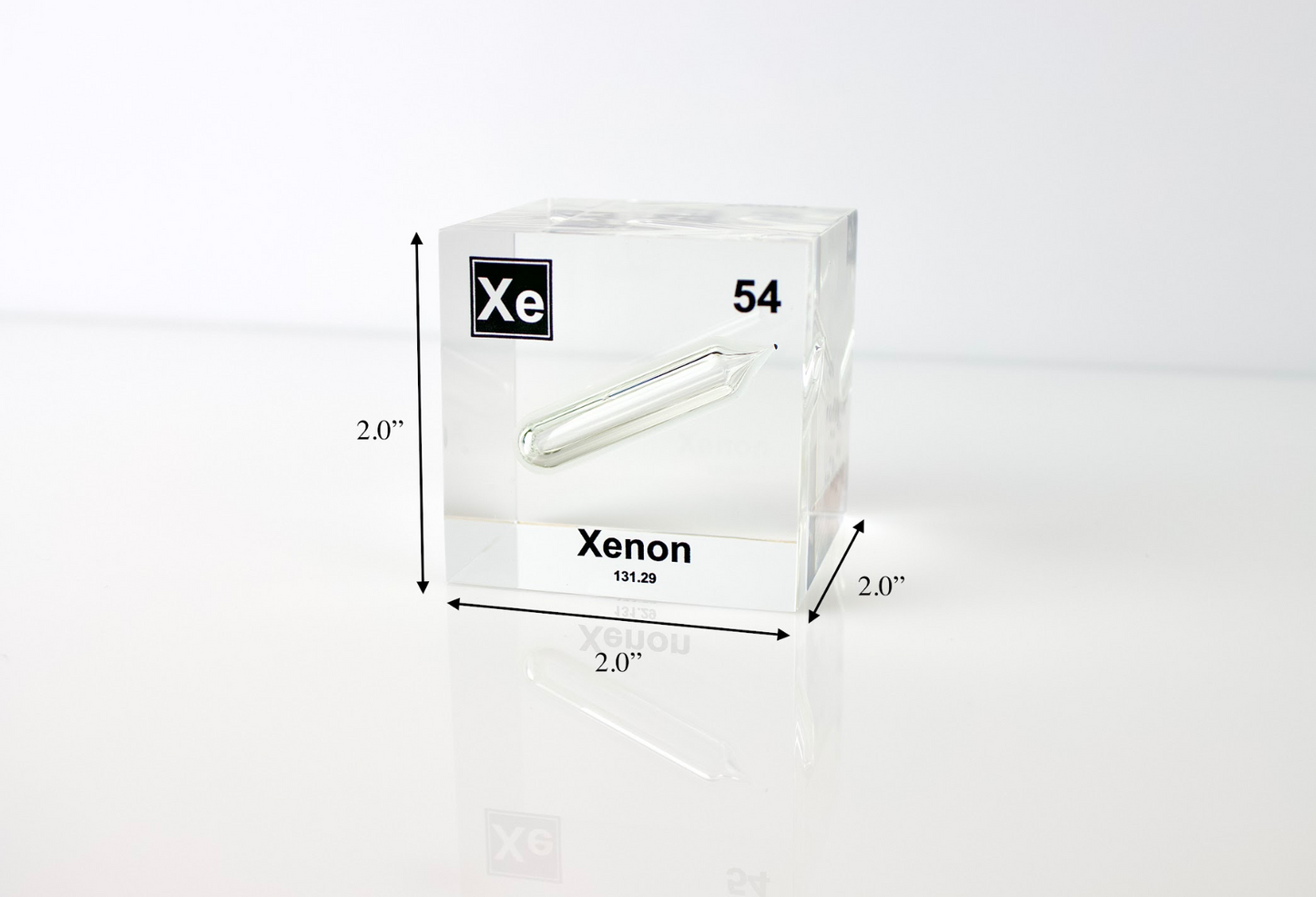 Xenon Element Cube - 2" Acrylic Display - Atomic Number 54