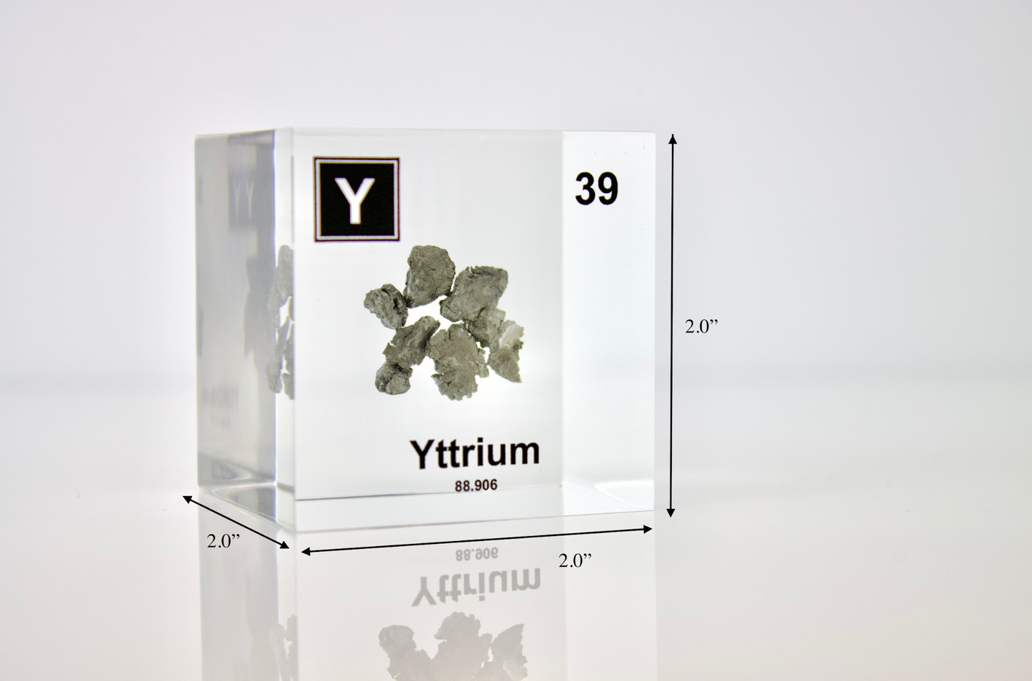 Yttrium Element Cube - 2" Acrylic Display - Atomic Number 39