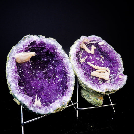 Amethyst Geode with Calcite Natural Mineral Specimen # B 6740