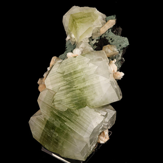 Apophyllite green cube with Stilbite Natural Mineral Specimen # B 5950