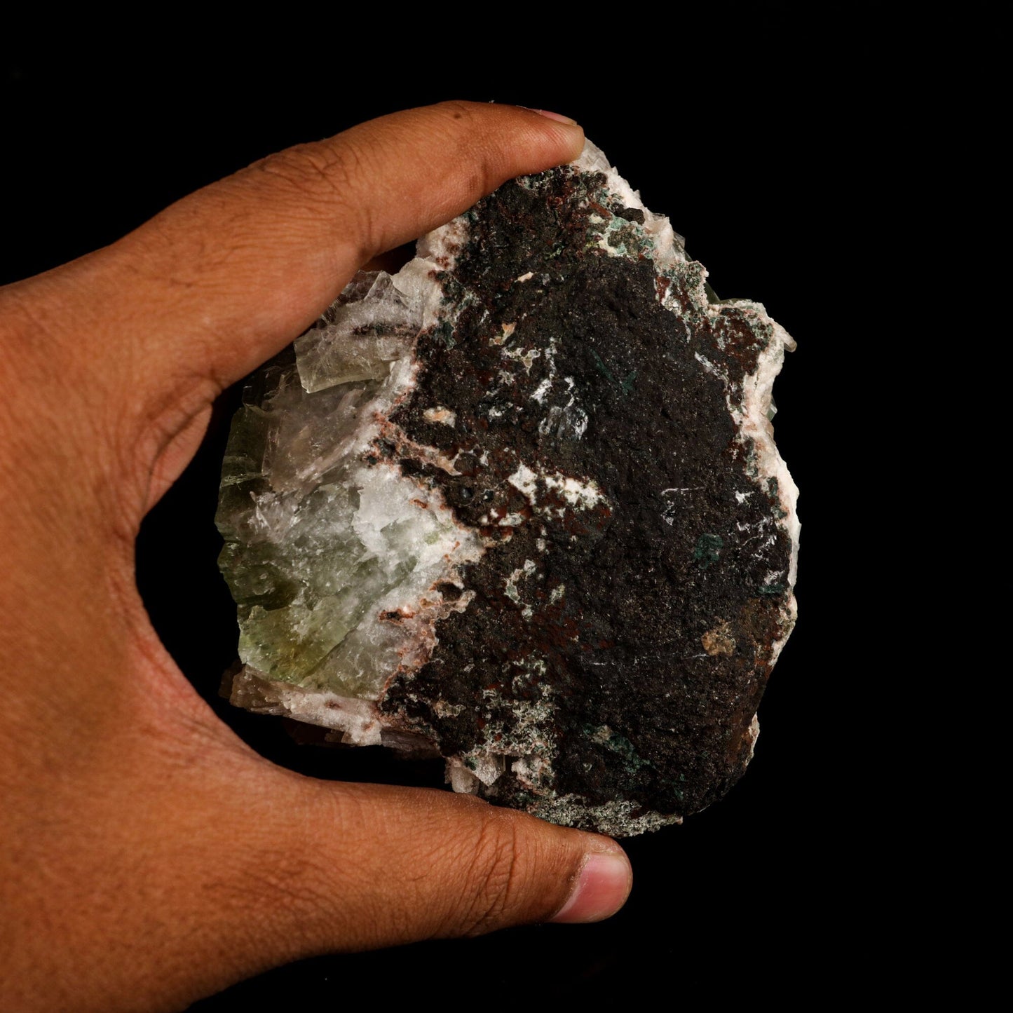 Apophyllite green cube with Stilbite Natural Mineral Specimen # B 6506