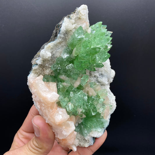 Bright Green Apophyllite Cluster with Stilbite, Natural Mineral Specimen, Default Title at Stemcell Science Shop