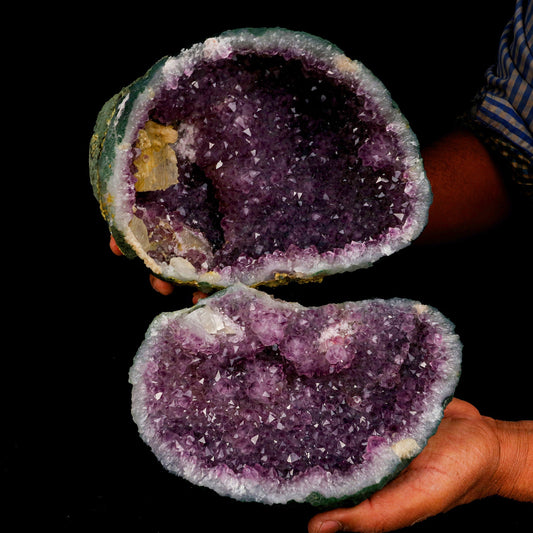 Calcite Inside Sparkling Amethyst Geode Natural Mineral Specimen # B 5217