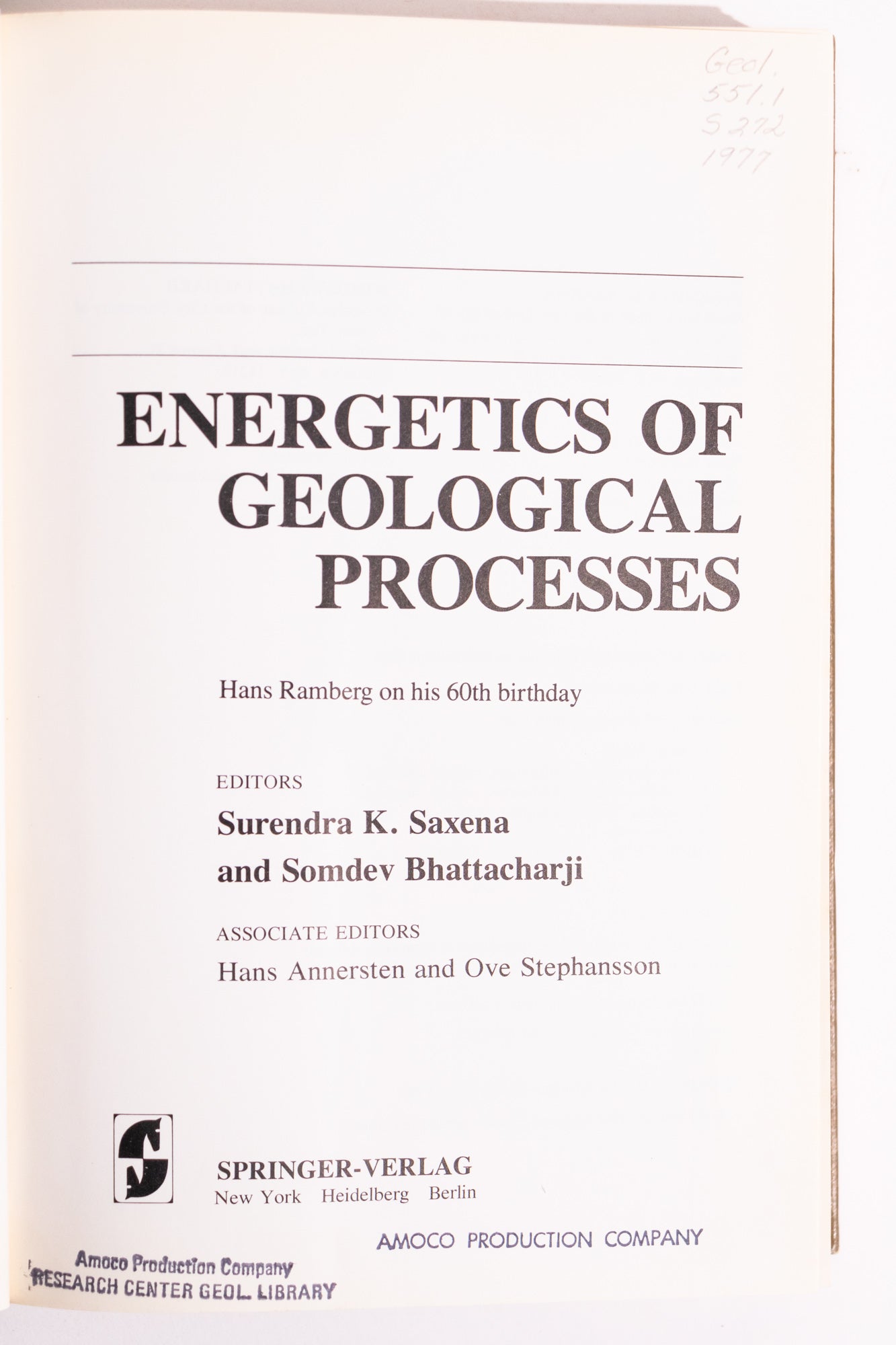 Energetics of Geological Processess - Books from Stemcell Science Shop