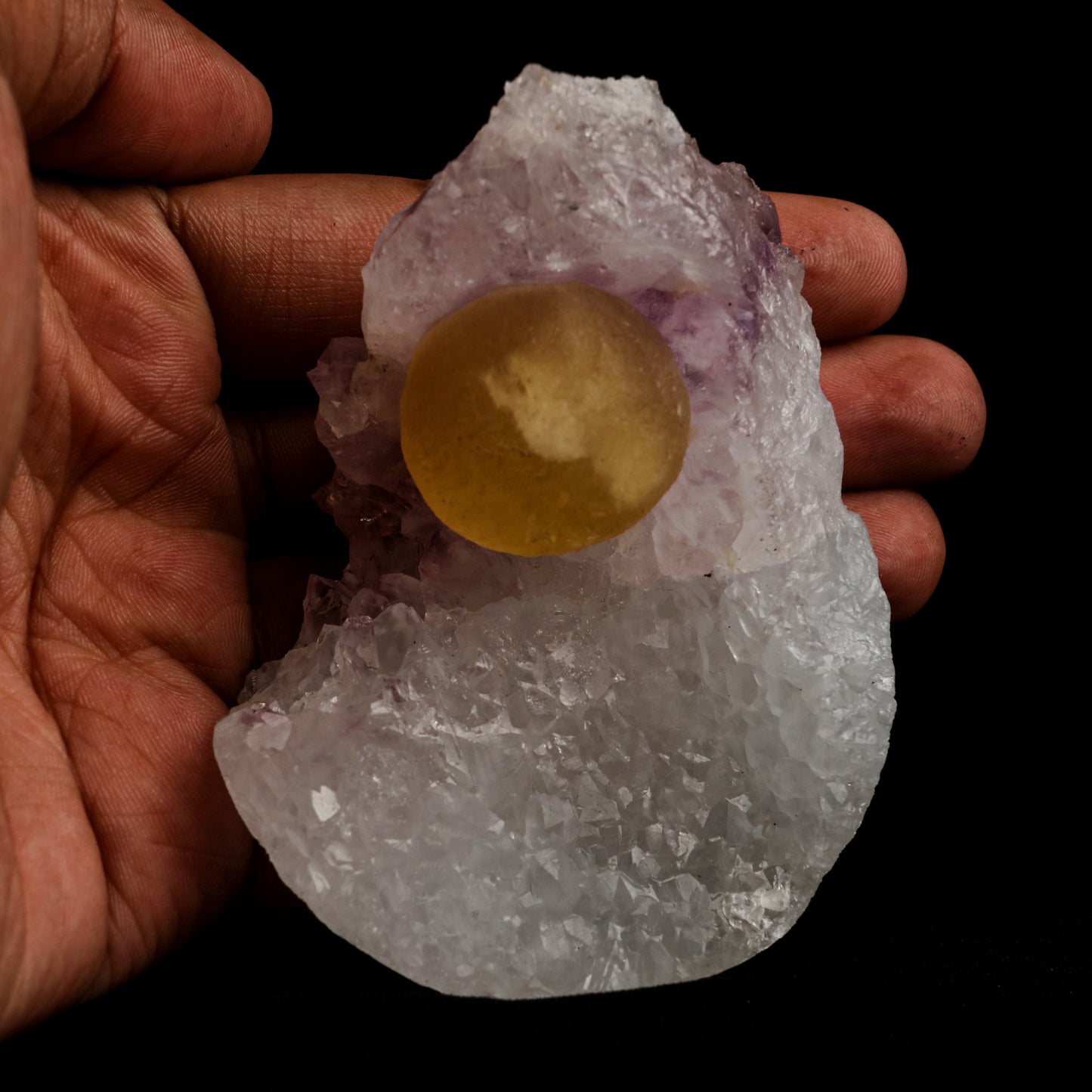 Fluorite Botryoidal on Amethyst Natural Mineral Specimen # B 5058