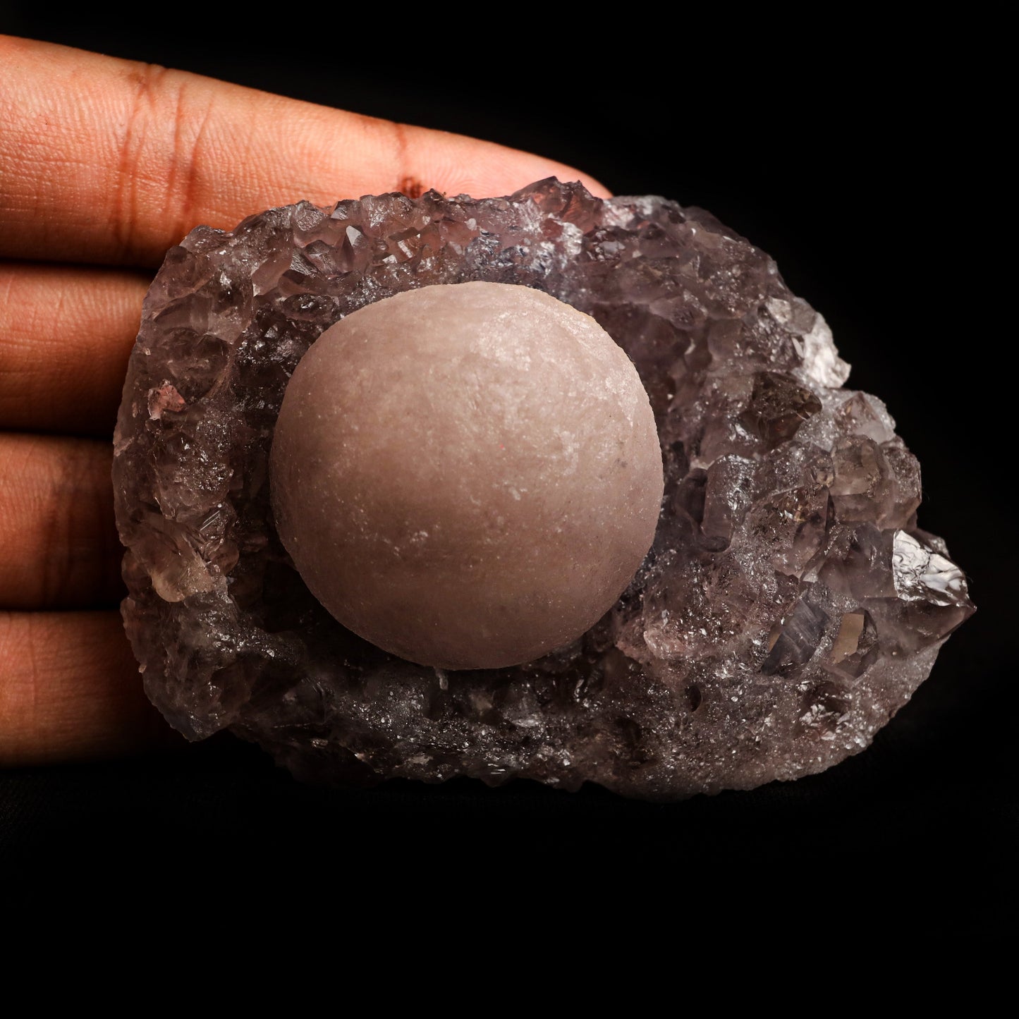 Fluorite Botryoidal on Amethyst Natural Mineral Specimen # B 5042