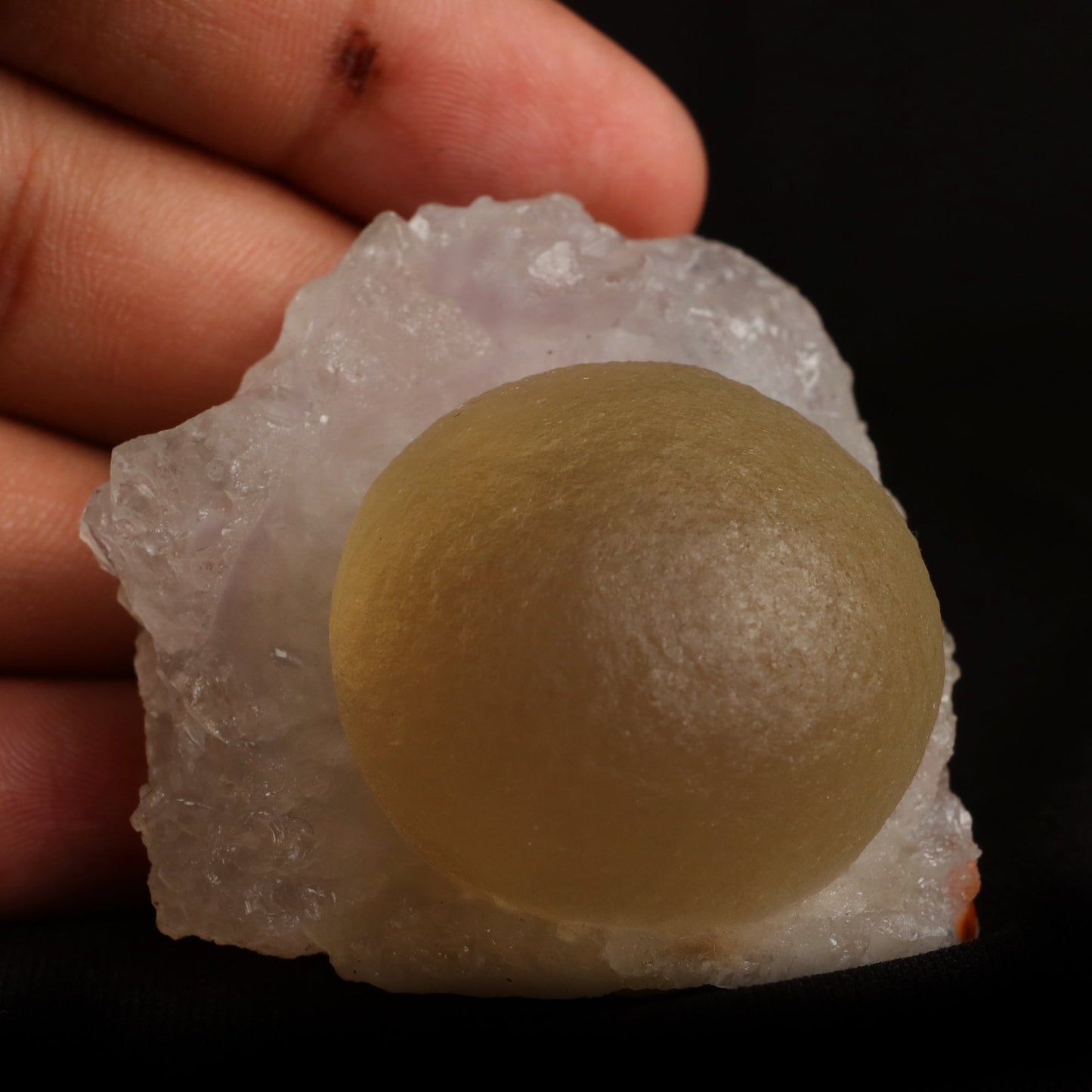 Fluorite (rare botryoidal) on Quartz Natural Mineral Specimen # B 5031