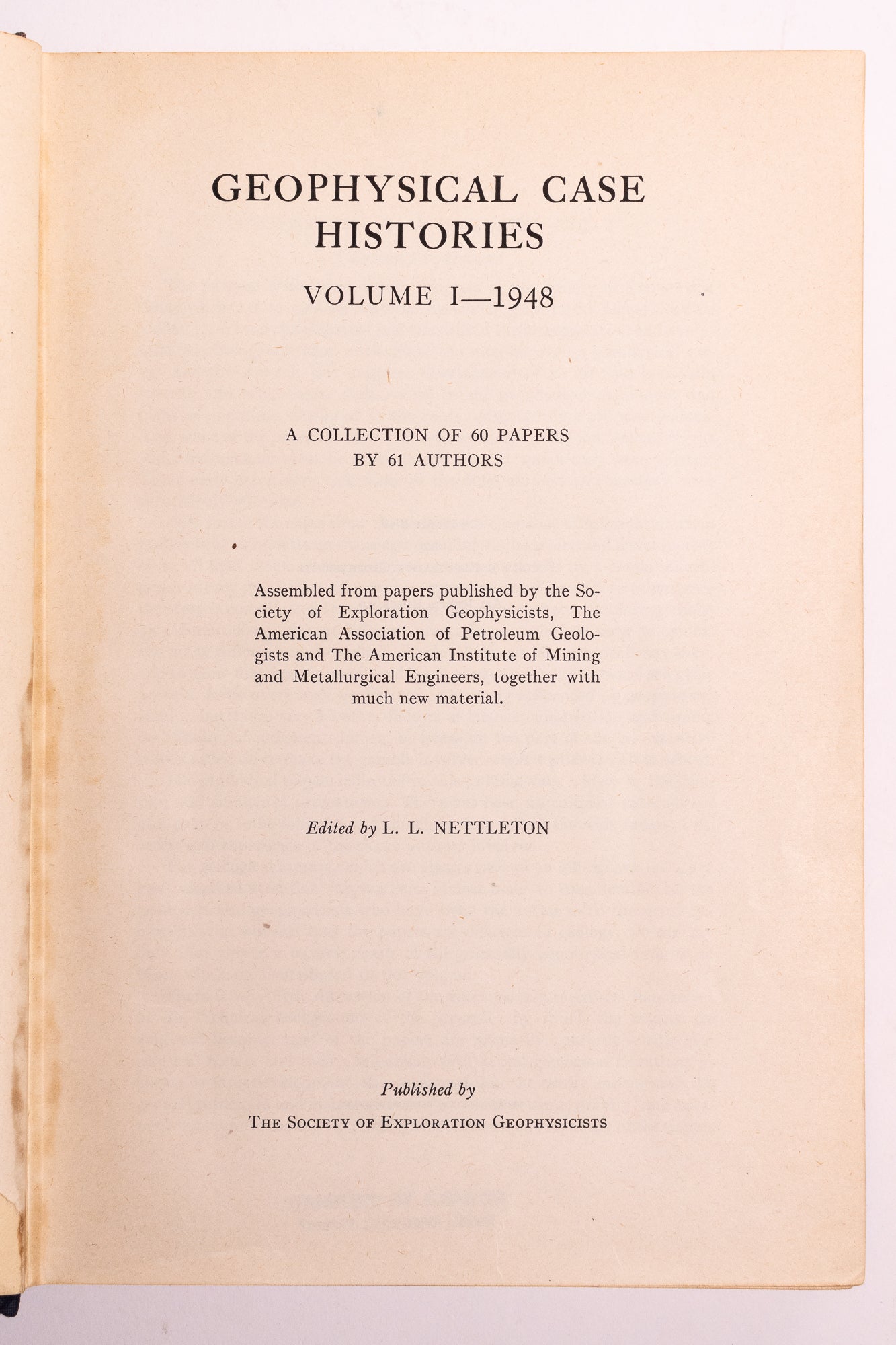 Geophysical Case Histories Vol. l - Books from Stemcell Science Shop