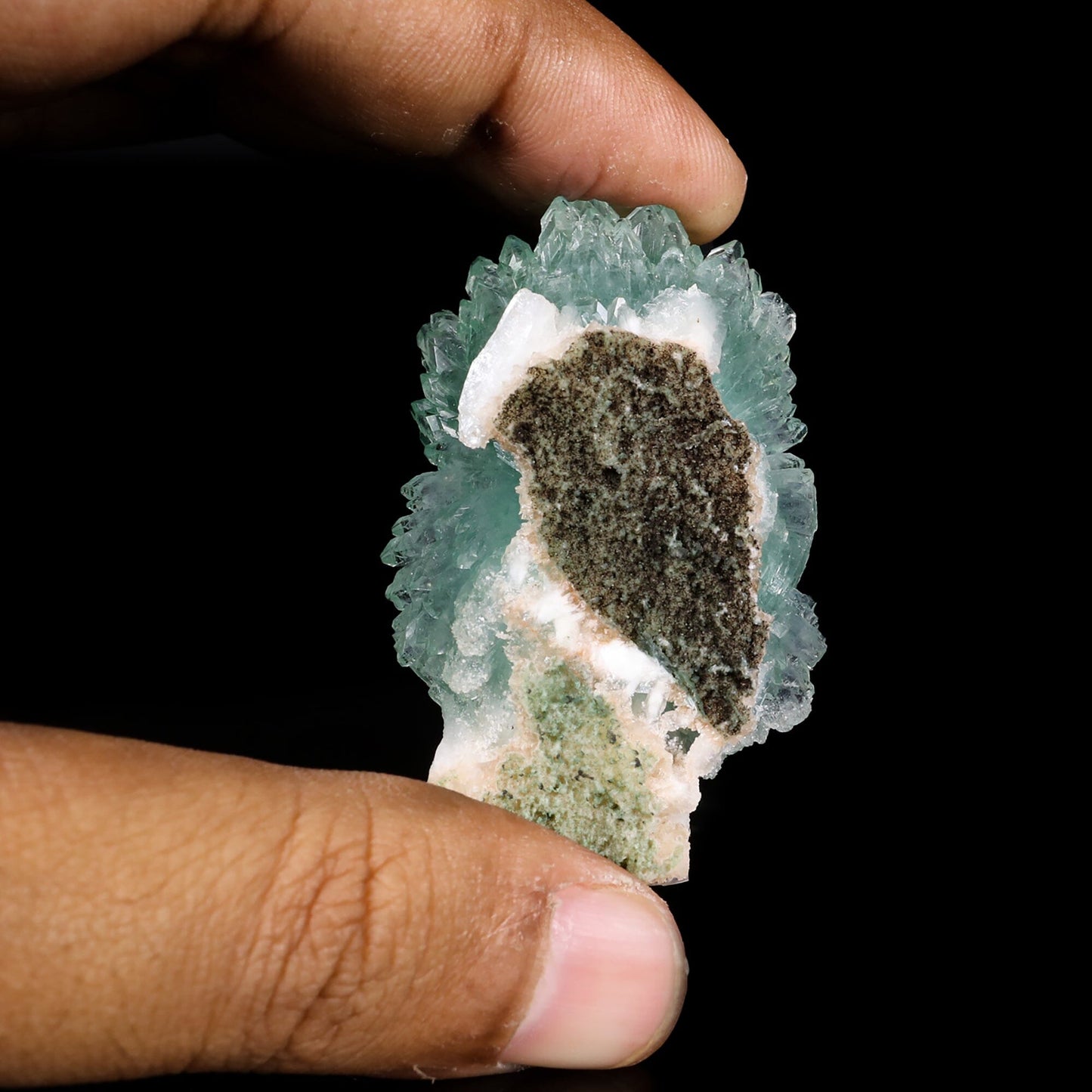 Green Apophyllite Bow with Stilbite Natural Mineral Specimen # B 6843