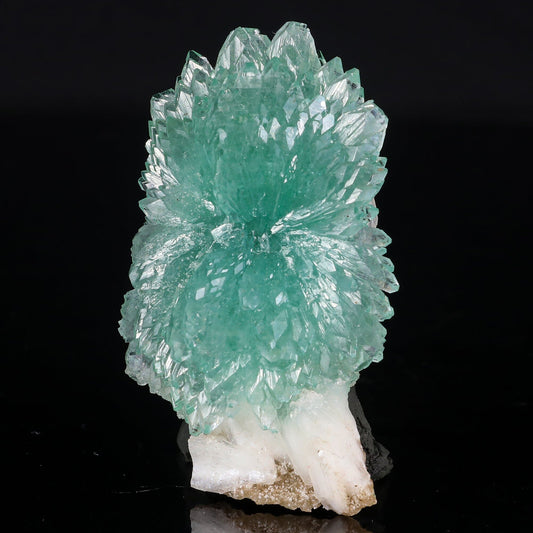 Green Apophyllite Bow with Stilbite Natural Mineral Specimen # B 6843