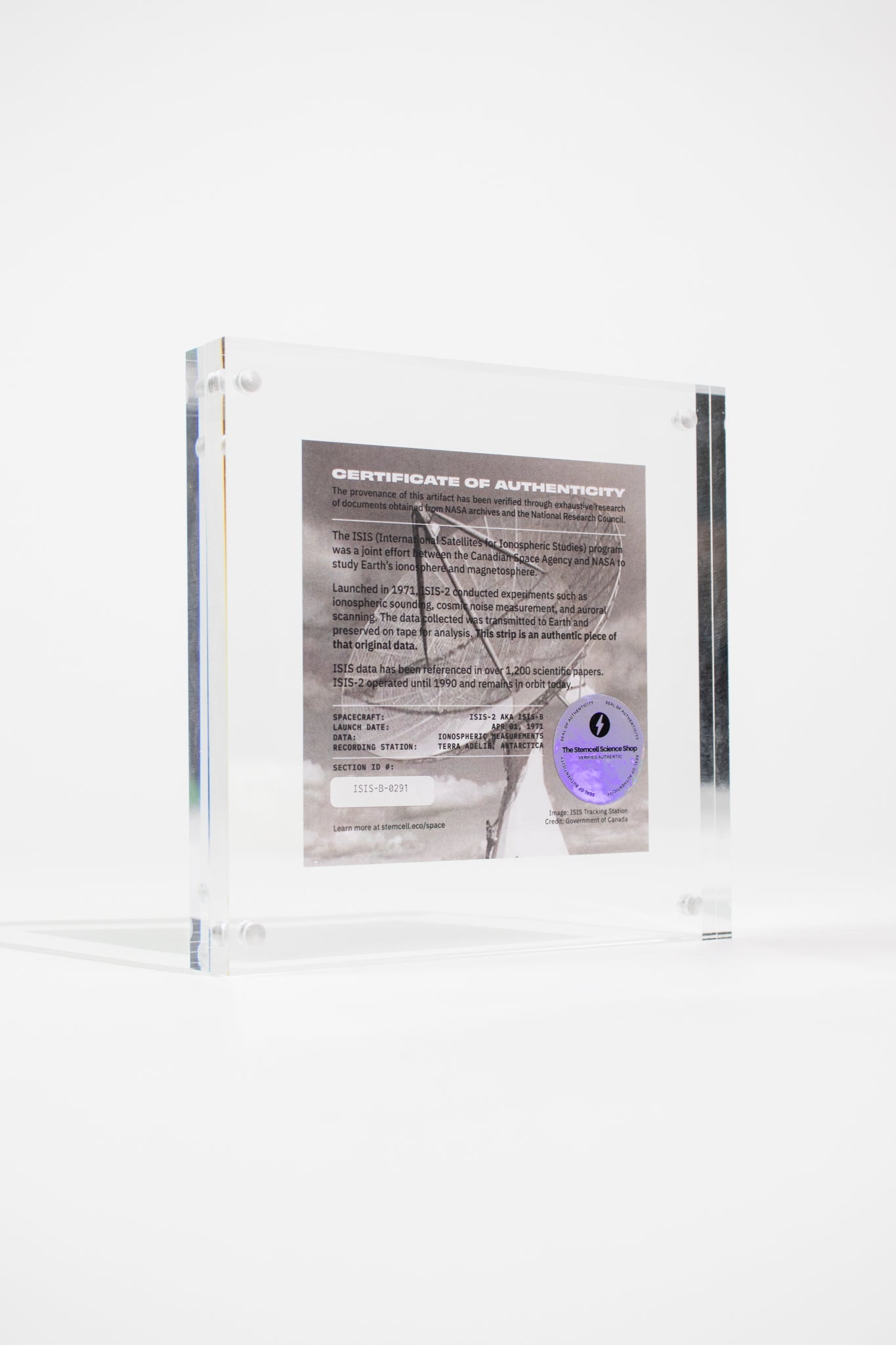 ISIS - 2 Space Experiment Data Section - Historic Artifacts from Stemcell Science Shop