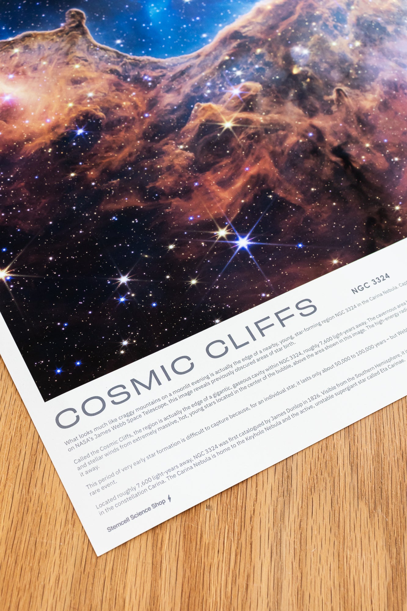 JWST Historic Poster #4 - Carina Nebula (Cosmic Cliffs) - Charts from Stemcell Science Shop