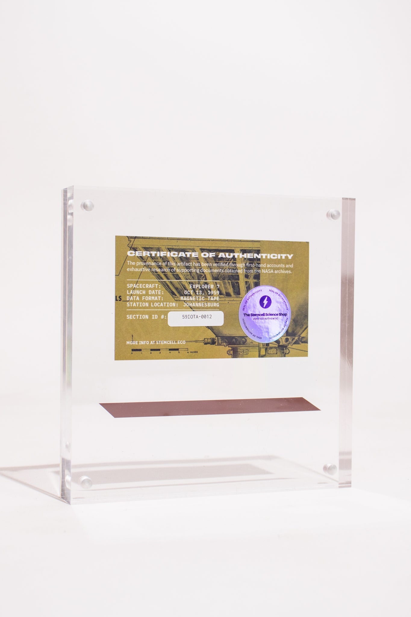 NASA Explorer 7 Satellite Telemetry Data Section - Historic Artifacts from Stemcell Science Shop