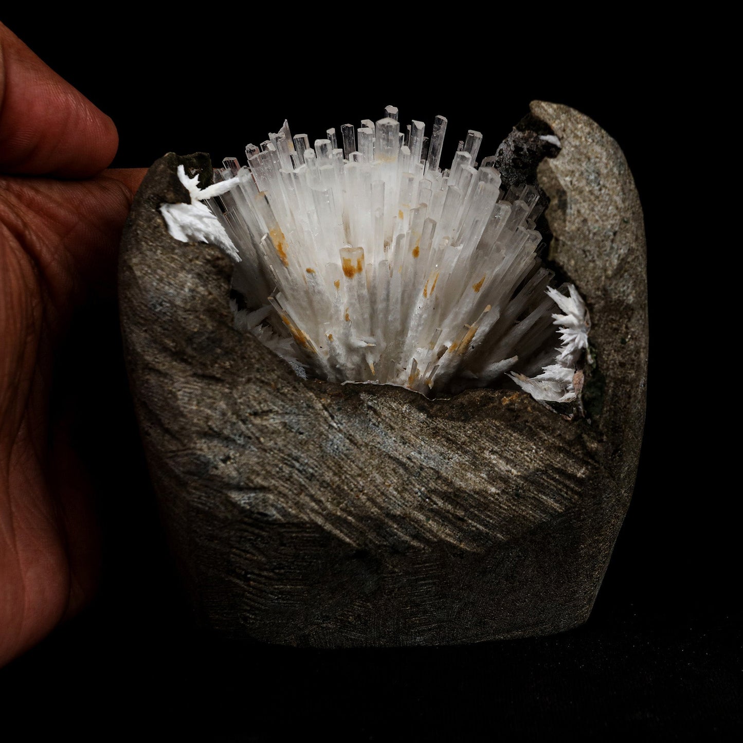 Natrolite Sprays Inside Chalcedony Geode Natural Mineral Specimen # B 5160