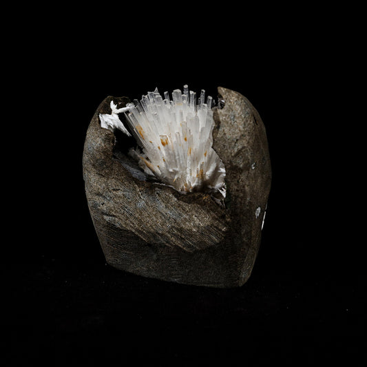 Natrolite Sprays Inside Chalcedony Geode Natural Mineral Specimen # B 5160