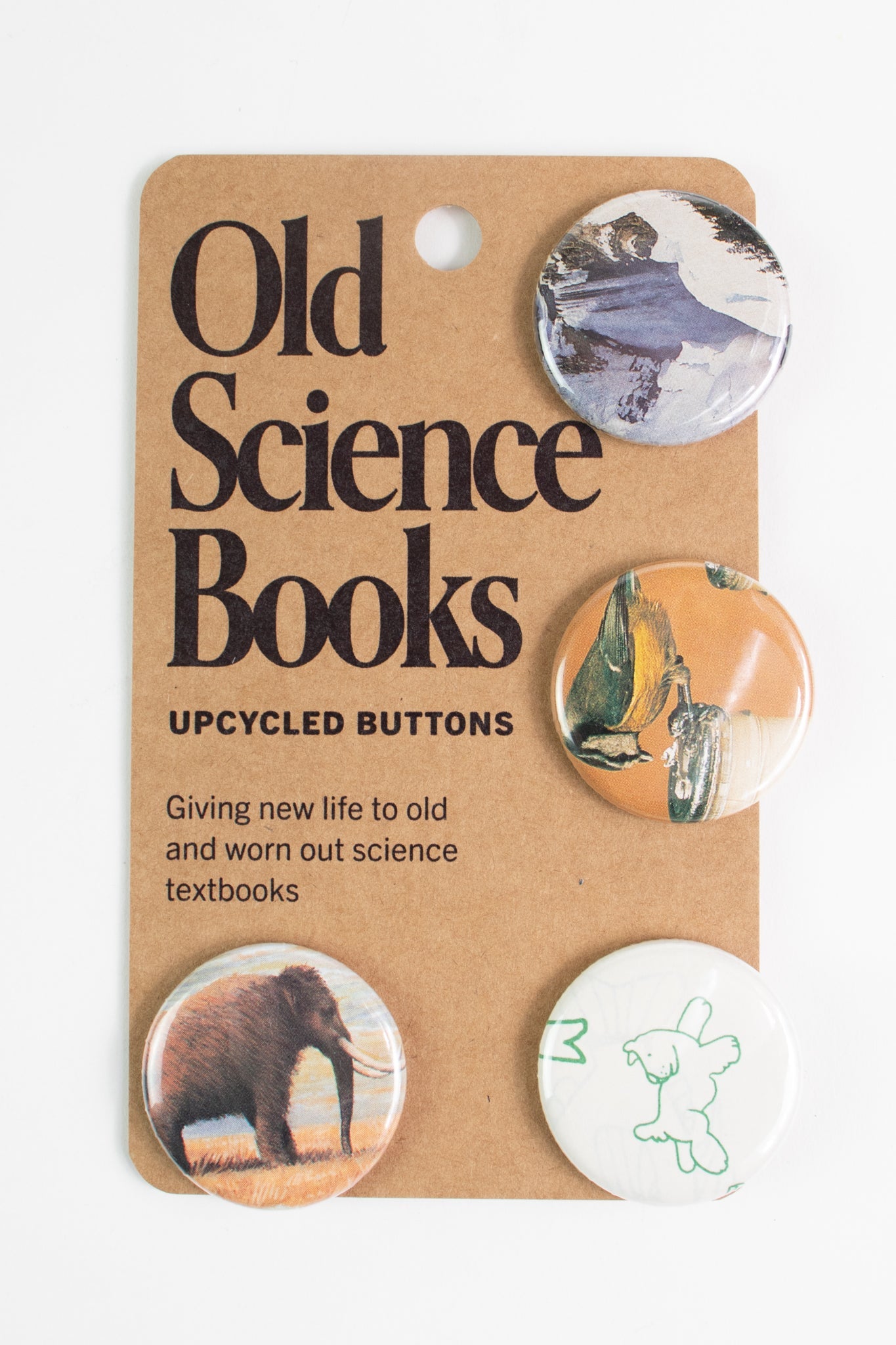 Old Science Book: Upcycled Buttons - Pin from Stemcell Science Shop