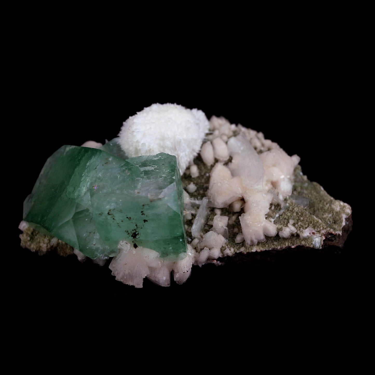 Pesudo Green Apophyllite with Mordenite Stilbite Natural Mineral Specimen # B 4603